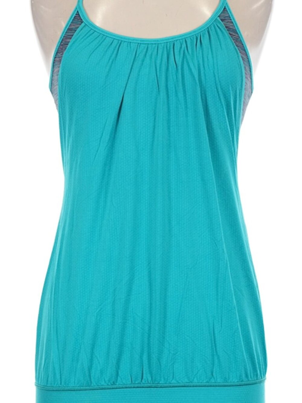 Lululemon No Limits 2-in-1 Turquoise Teal Blue & Multi Striped Built-In Bra Tank
